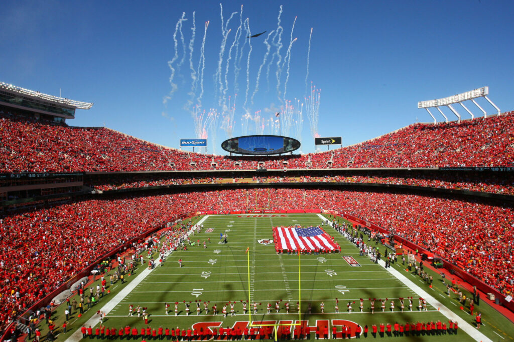 A B-2 bomber flies over Arrowhead Stadium before before the Sept. 9, 2012 home game against the Atlanta Falcons. The Chiefs lost 24-40.